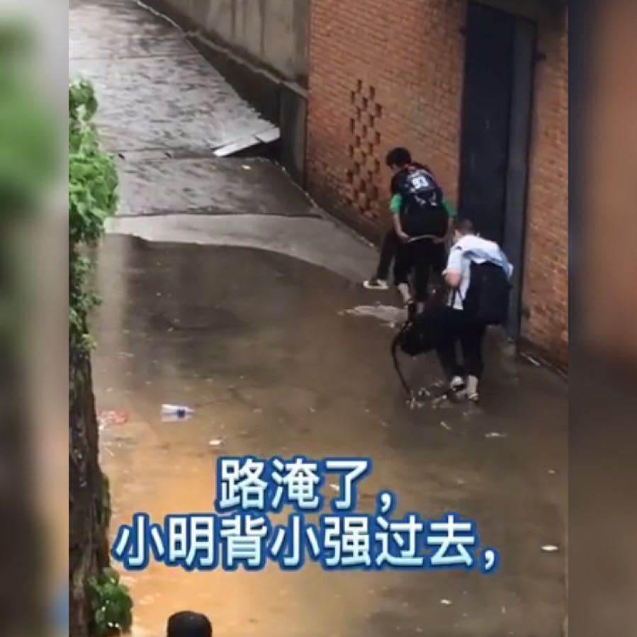 深水|三兄弟路遇深水坑,分工明确的和谐场面获高赞,网友:真的很暖心
