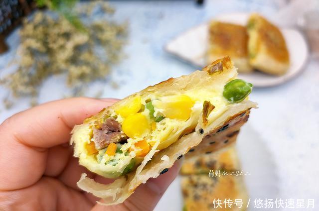  外酥|懒人早餐手抓饼巧变蔬菜鸡蛋饼，外酥里嫩，10分钟搞定早餐