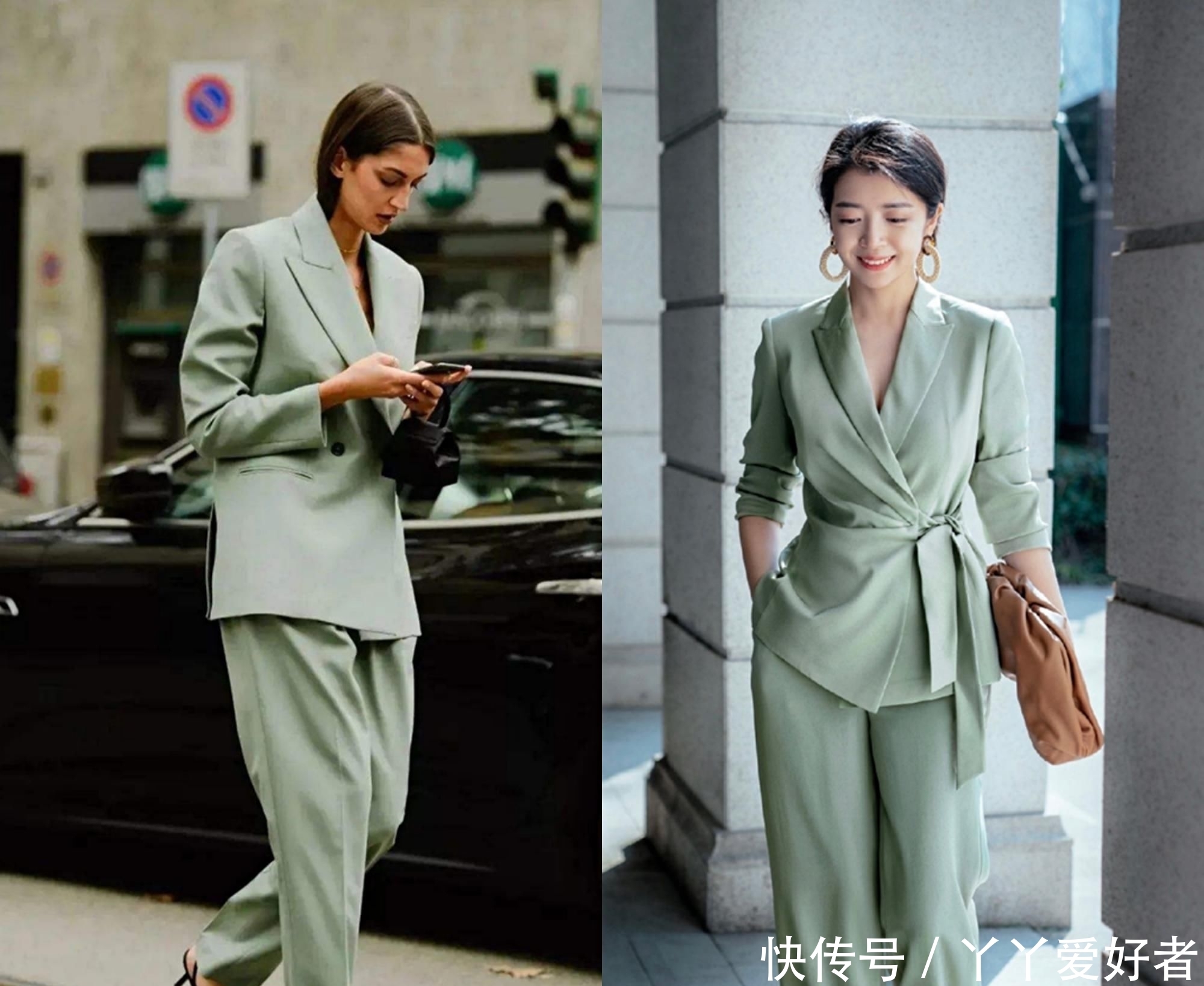  西装套装|“鼠尾草绿”火了！比牛油果绿更温柔不挑人，2020一定要穿一件
