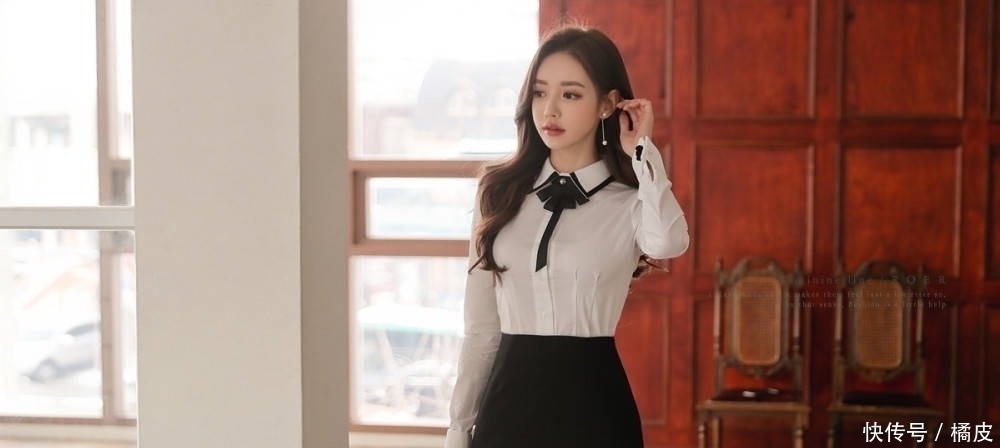 庭园|女神孙允珠:燕尾蝶花结庭园娇媛清纯衬衫