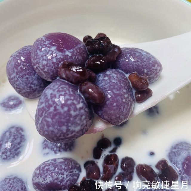 糯米粉|牛奶蜜豆紫薯丸子汤,好吃又可爱