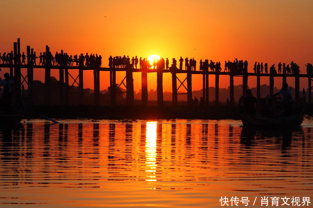 铁钉|缅甸乌本桥,世界十大日落美景之一,是世界上最长最古老的柚木桥,整座桥没有一颗铁钉