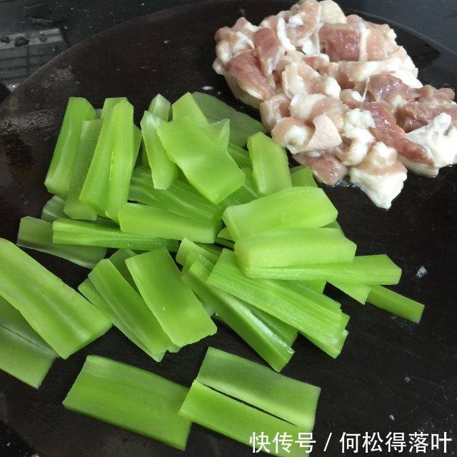 入味|五花肉炒莴笋，咸香入味，下饭极了